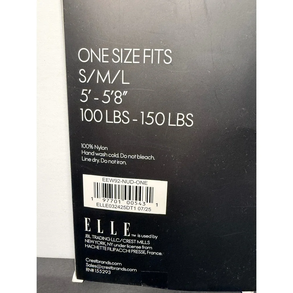 Elle Hosiery Silky Sheer Control Top Tights Nude One Size‎ Reinforced Toe EEW92